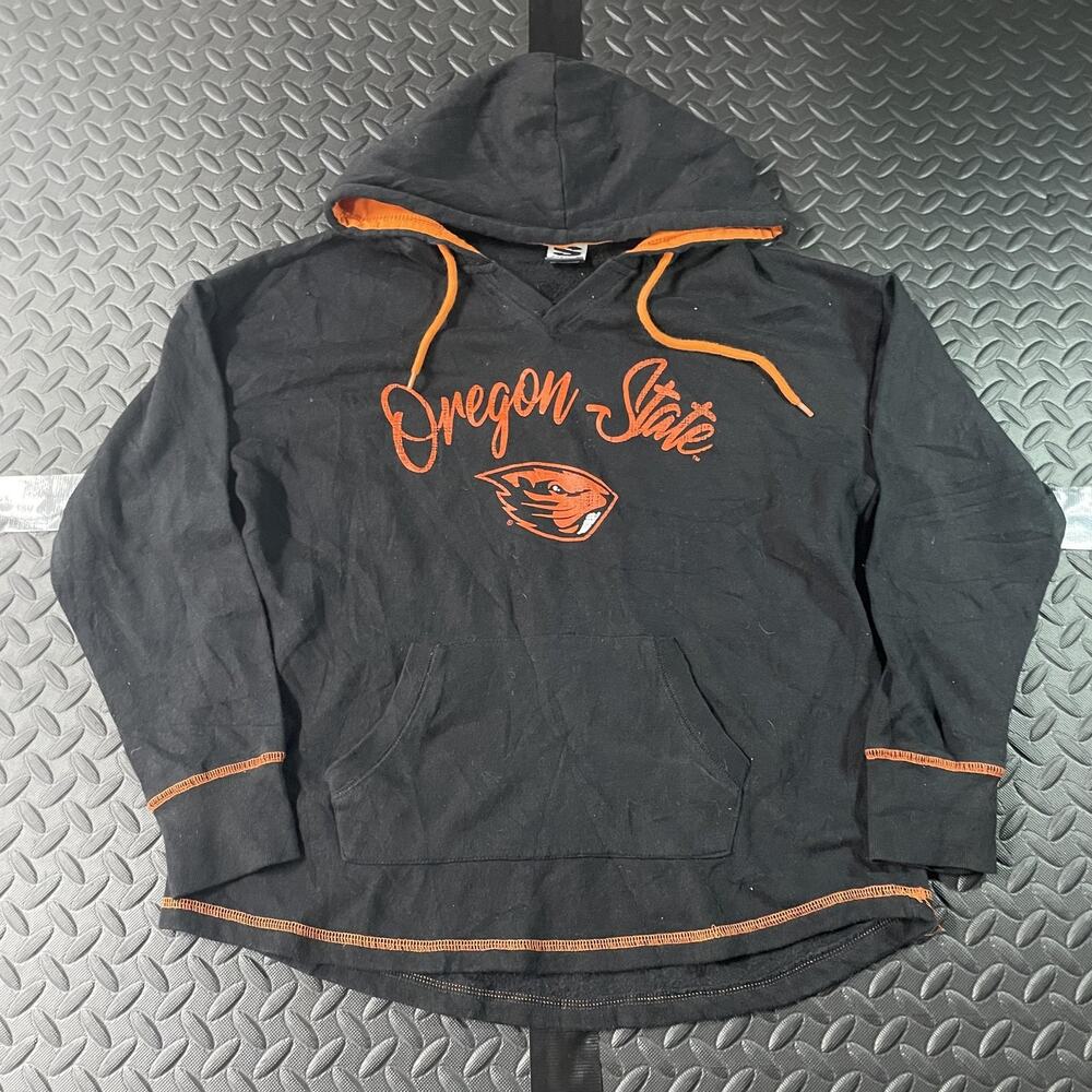 Oregon State Beavers Hoodie Mens Large Black Orange NCAA Football Sweatshirt